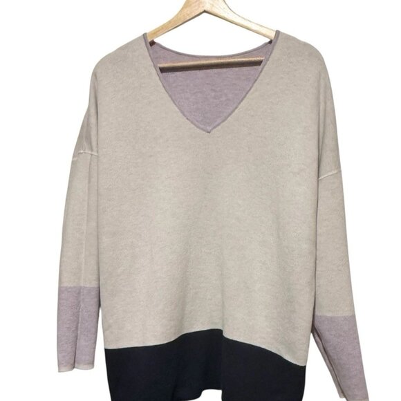 J Jill Sweater Purple Reversible Minimalist Coastal Pastel Colorblock Womens XL - Picture 4 of 10